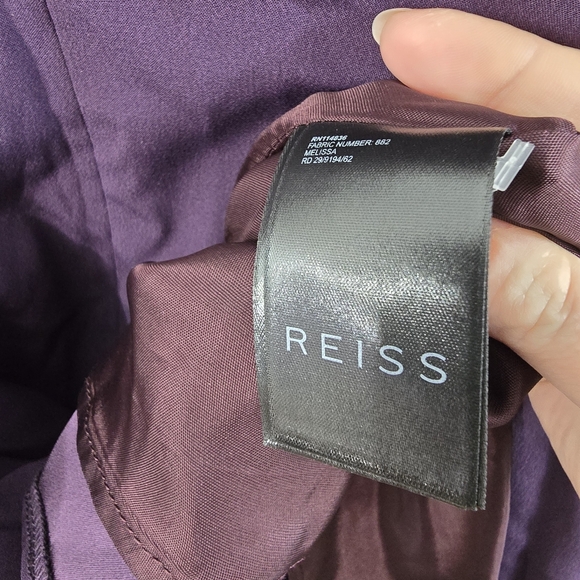 Reiss Melissa Cape Cutout Back Aubergine Midi Dress Gown Size 8 Drapey Draped - Picture 15 of 16